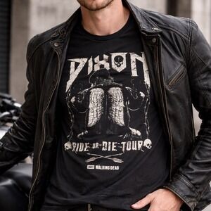 The Walking Dead Daryl Dixon Ride or Die Tour Graphic Tee Black Mens 2XL AMC